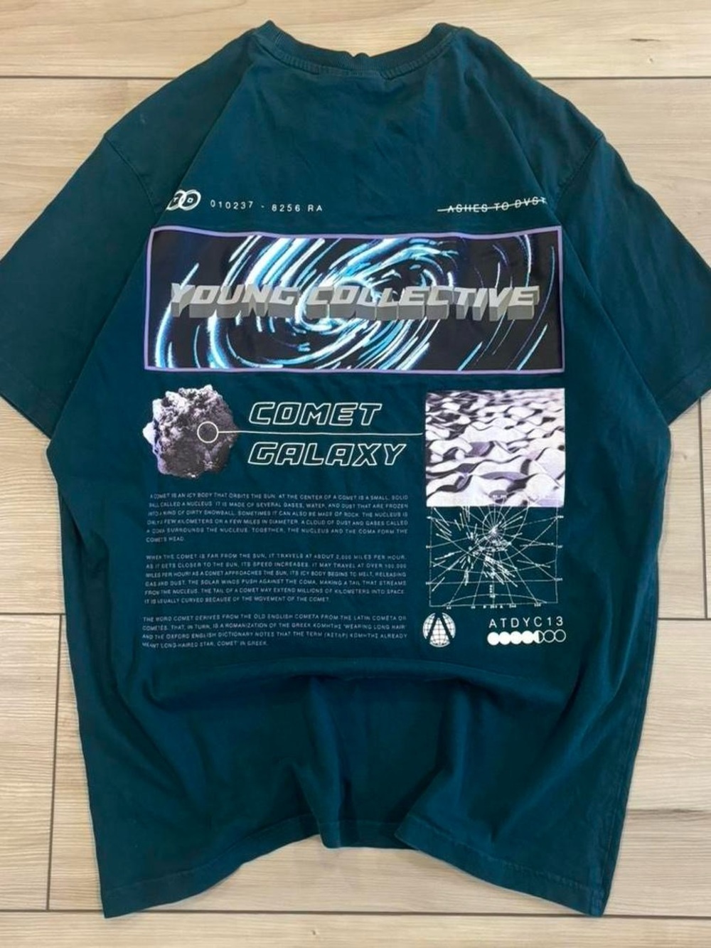 Ashes to Dust Young Collective Y2K Comet Galaxy Mens grunge Graphic Tee - Teal